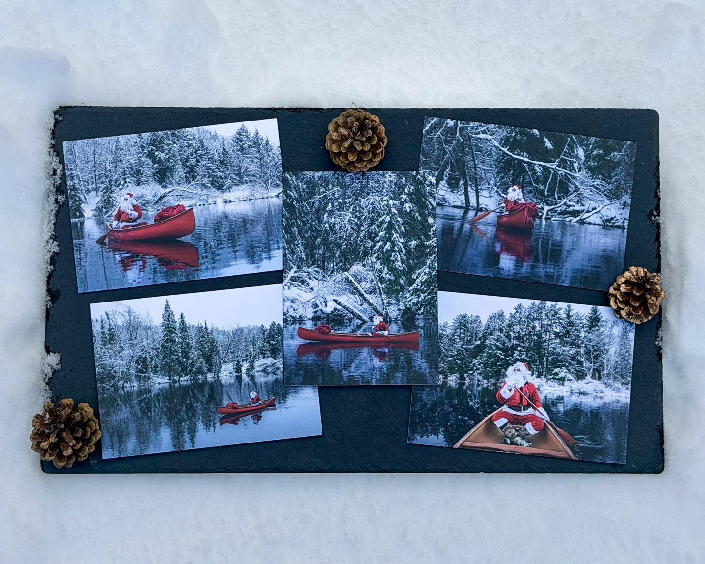 Santa in a Canoe 5-Pack: 'Nice' Holiday Greeting Cards