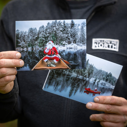 Santa in a Canoe 5-Pack: 'Nice' Holiday Greeting Cards