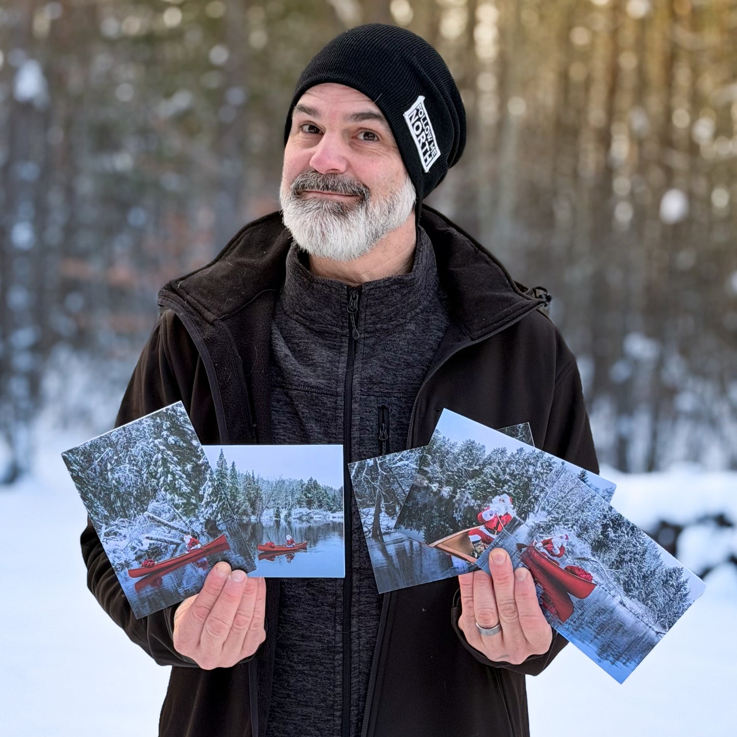 Santa in a Canoe 5-Pack: 'Nice' Holiday Greeting Cards