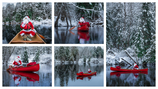 Santa in a Canoe 5-Pack: 'Nice' Holiday Greeting Cards